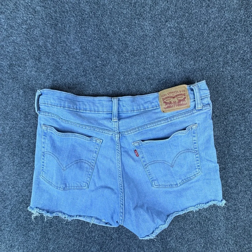 Levi's Cut Off Shorts Womens 32x3 Blue Light Wash Denim Cotton Stretch High Rise